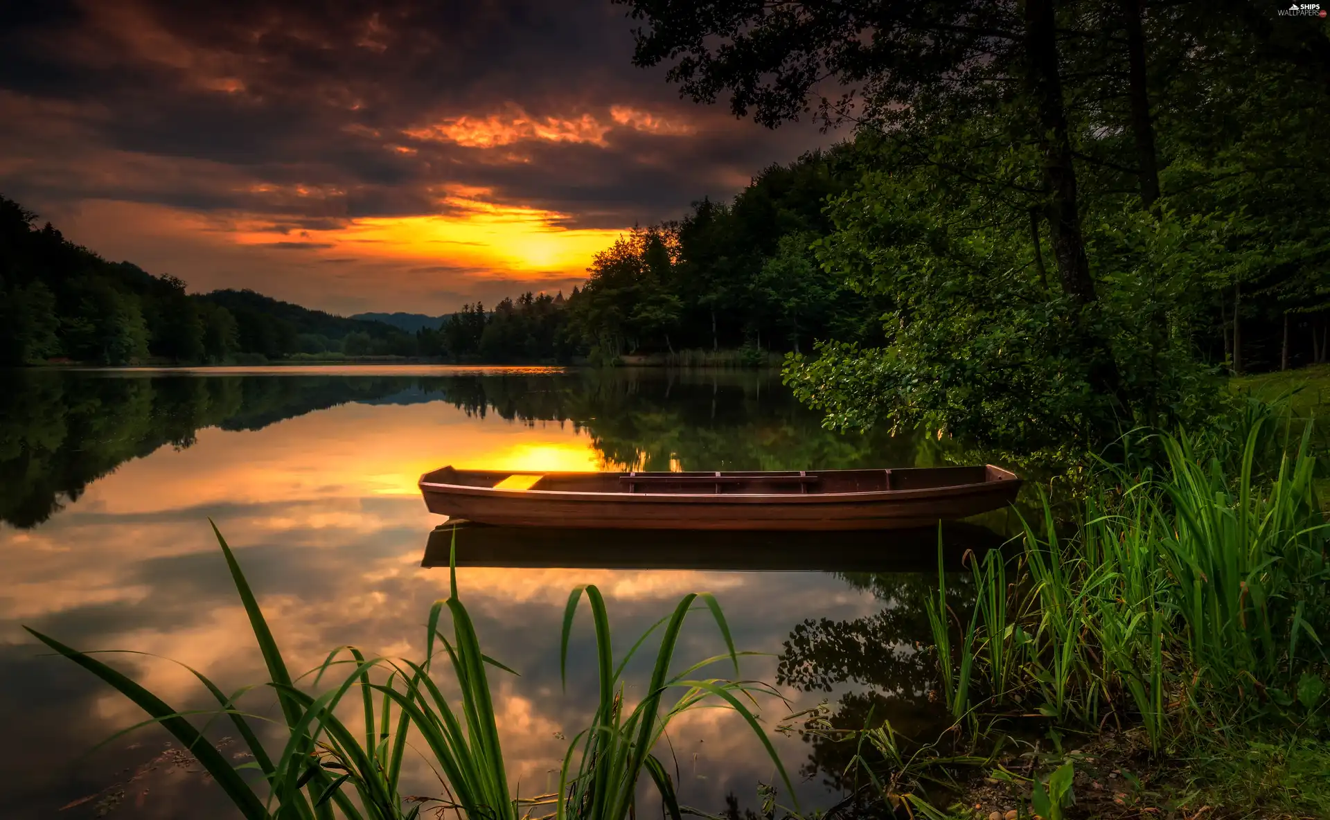 Boat Great Sunsets Lake Ships Wallpapers 4054x2500