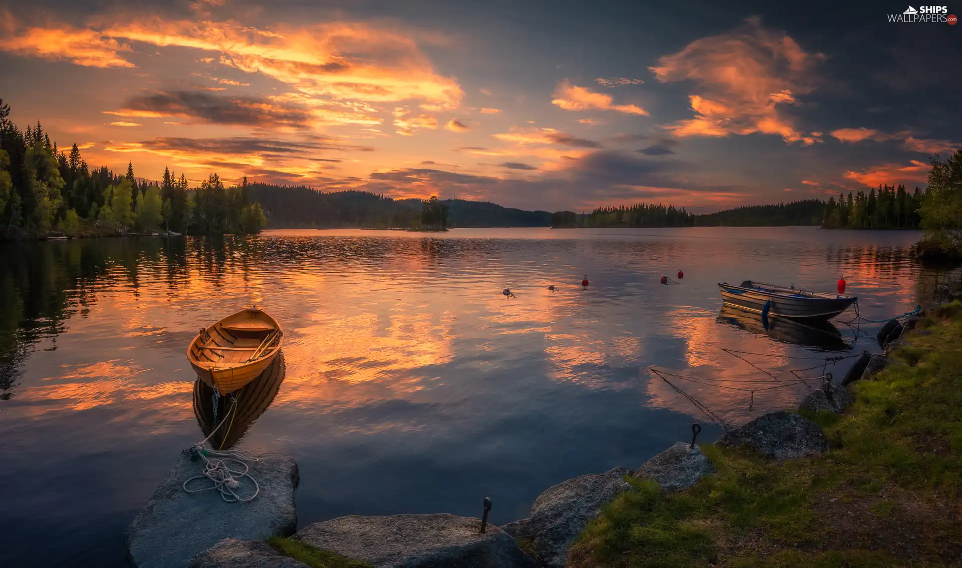 Ringerike Norway Lake Boats Clouds Great Sunsets Trees Viewes